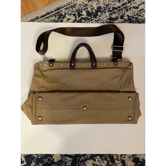 Line of Trade No. 0312 Tan Canvas Leather Trim Weekender Duffel Bag Mens Travel - Picture 8 of 11